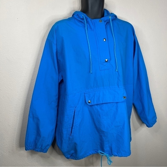 Vintage 90’s Sports Accent Blue Vibrant Hoodie Long Sleeve Medium Mens - Picture 4 of 10
